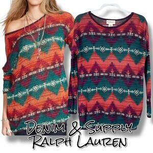 Denim & Supply Ralph Lauren Aztec Southwestern Knit Sweater Womens Size Small